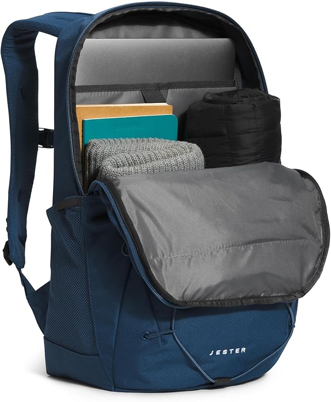 The North Face Jester Everyday Laptop Backpack - Commuter Daypack, Water Repellent, Laptop Sleeve, Shady Blue/TNF White-NPF, One Size