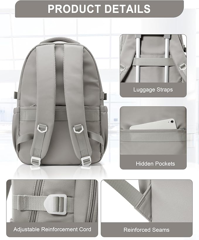Waterproof Aesthetic Backpack For School, Cute High School Bookbag For Teen Girls Boys, Lightweight Casual Daypack Backpack For Women Men, College Backpack With Lots Of Pockets（Gray Brown）