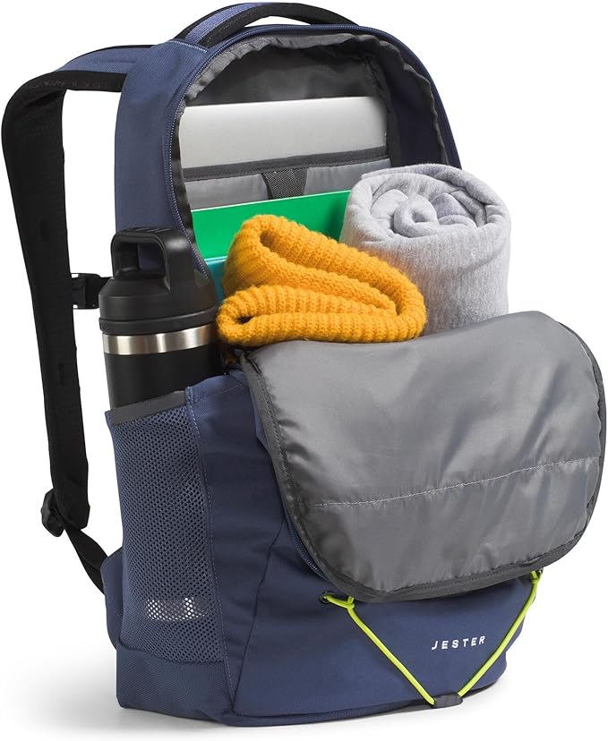 The North Face Jester Everyday Laptop Backpack - Commuter Daypack, Water Repellent, Laptop Sleeve, Lunar Blue/Fizz Lime, One Size