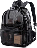 Clear Mini Backpack Stadium Events 12x12x6 Small Transparent Backpacks Plastic See Through Bag for Work Festival Security Travel
