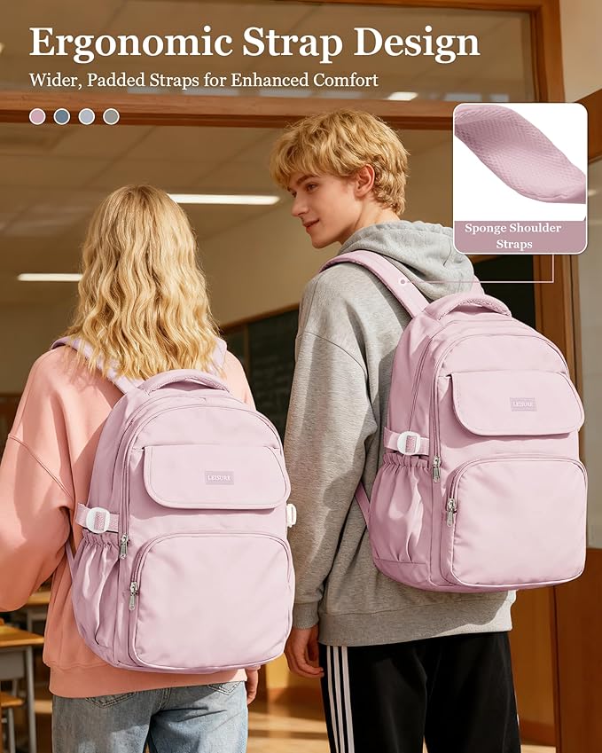 Waterproof School Backpack For College Students Women,Simple Kawaii Bookbags,Casual Laptop Travel Daypack Backpacks,Lightweight School Bags For Girls(Purple)