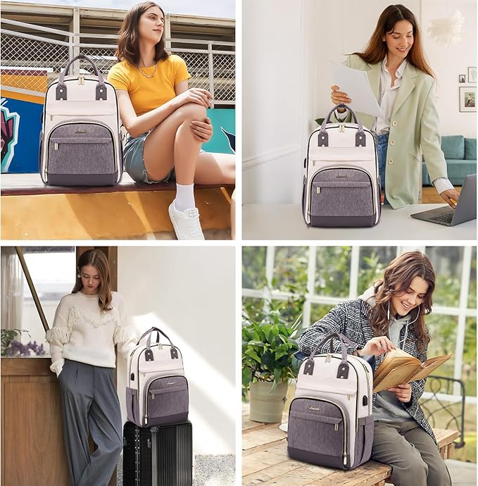 LOVEVOOK Laptop Backpack Women,Large Capacity 15.6 inch Laptop Bag Travel Backpack for Women,Computer Work College Teacher Backpacks with USB Port,Waterproof Personal Item Backpack Casual Daypack