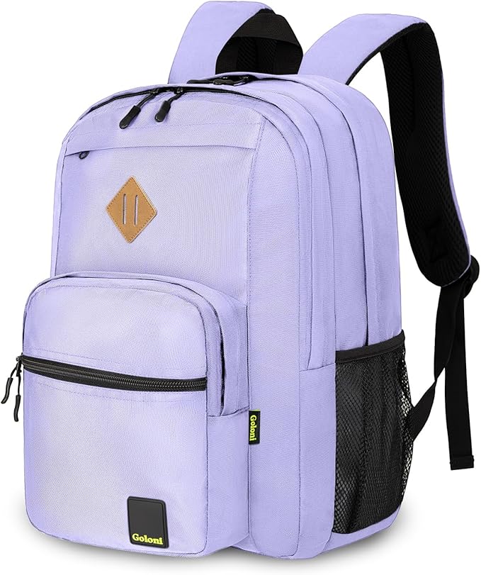 Goloni Lightweight Laptop Backpack 1.1Lbs, 36L Wear-Resistant Water Resistant Backpack with Laptop Compartment for Men Women, College Work Travel Bookbag,Light Purple
