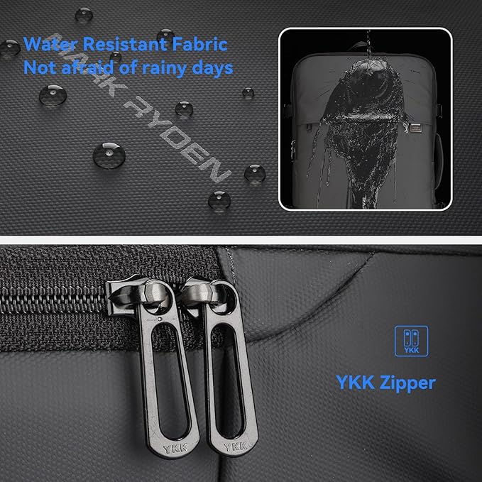 MARK RYDEN Travel Backpack for Men, 40L Airline Approved Carry on Backpack with USB Charging Port, 17.3 Inch Waterproof Business Laptop Backpack