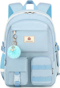 Backpack for girls Laptop Backpacks 15.6 Inch College Cute Bookbag Anti Theft Primary Elementary School Bag Casual Daypack for Teens Girl Women Students (Blue)