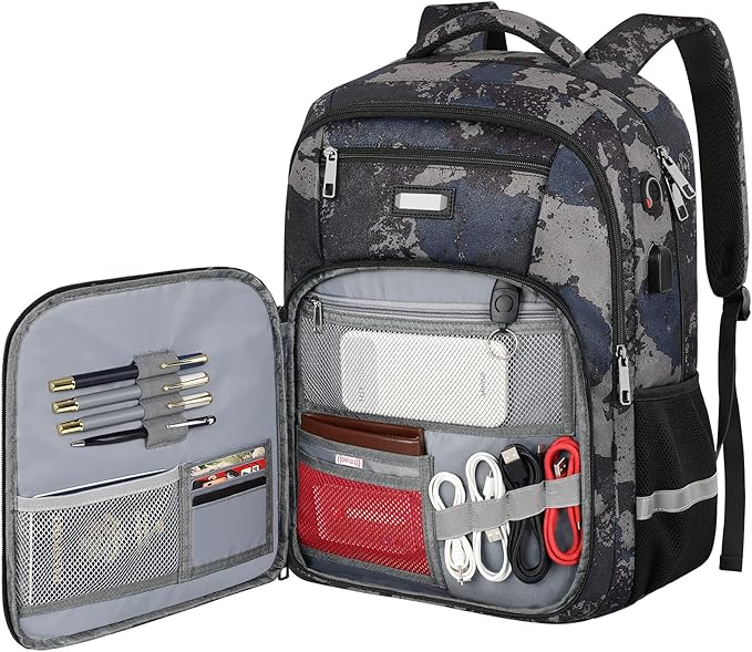 Jiefeike Laptop Backpack for Men, Extra Large Travel Backpack with USB Charging Port, TSA Friendly Anti Theft Water-Resistant Bag Daypack for Work, Daily Computer Bookbag Fits 17 Inch Laptop Backpack