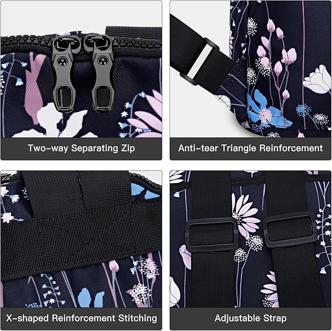 Women’s Backpack Purse Medium Size with Trolley Sleeve, Adjustable Strap/Top Handle, Water Resistant Travel Daypack, Dreamy Flower