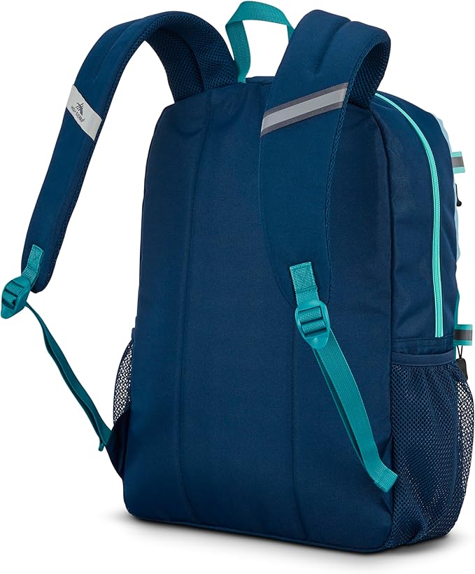 High Sierra Everclass Backpack - Travel or Work Laptop Bookbag with 360° Reflectivity, Dual Water Bottle Pockets & Fits Laptops Up To 15.6”, One Size, Glacial Blue/Sea/Tide Navy