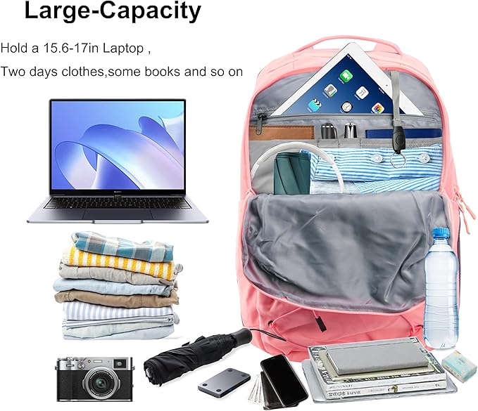 KEOFID Casual Daypacks Backpack for Men and Women, Hiking Backpack, Travel Backpack, Black Backpack for Sports, College Backpack, Water Resistant(Pink)