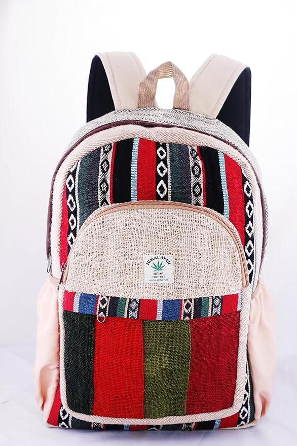 Anitya Hemp Backpack, Multi-Functional Pockets, Eco-Friendly, Unisex, Hiking Daypack, Durable Rucksack