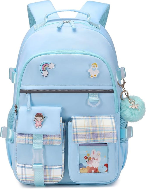 Backpack for Girls, 15.6 Inch Laptop School Bag Kids Kindergarten Elementary College Backpacks Large Bookbags for Teen Girl Women Students Casual Travel Daypacks (Blue)