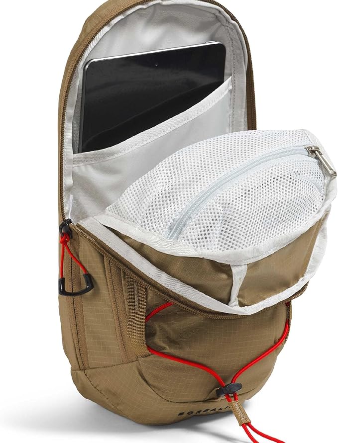 The North Face Borealis Sling Bag - Crossbody Bag, Water Repellent, Adjustable Strap, Multiple Compartments, White Dune/TNF Black, One Size