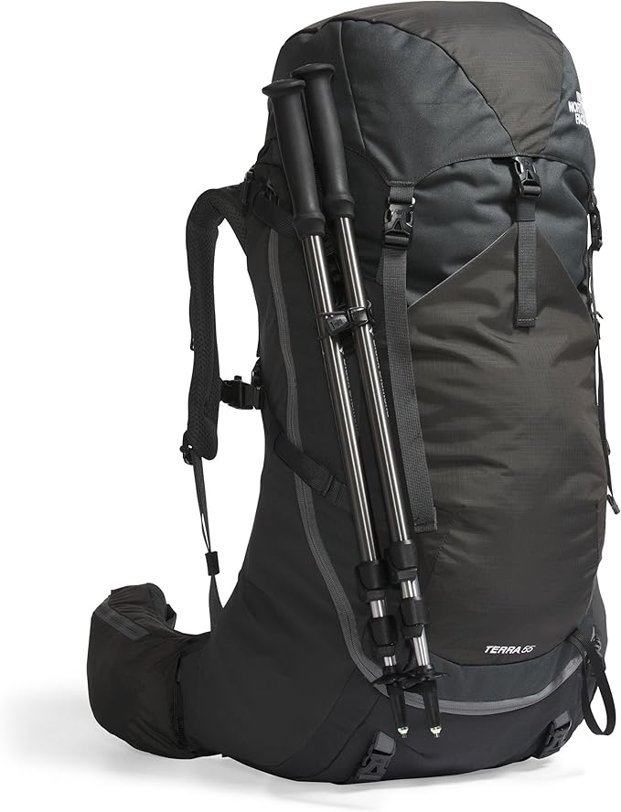 The North Face Women's Terra 55 Backpack - Hiking Pack, Women-Specific Fit, Cinch-Top Opening, Pole & Ice Axe Attachments, Asphalt Grey/TNF Black-NPF, Medium/Long