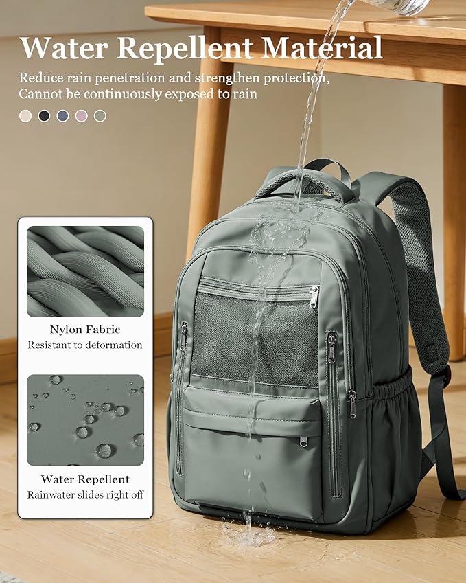 Cute High School Backpack for Women Men, Large Capacity Middle School Bag, Lightweight Bookbag for Teens Boys Girls, Waterproof College Backpack with lots of Pockets, Green