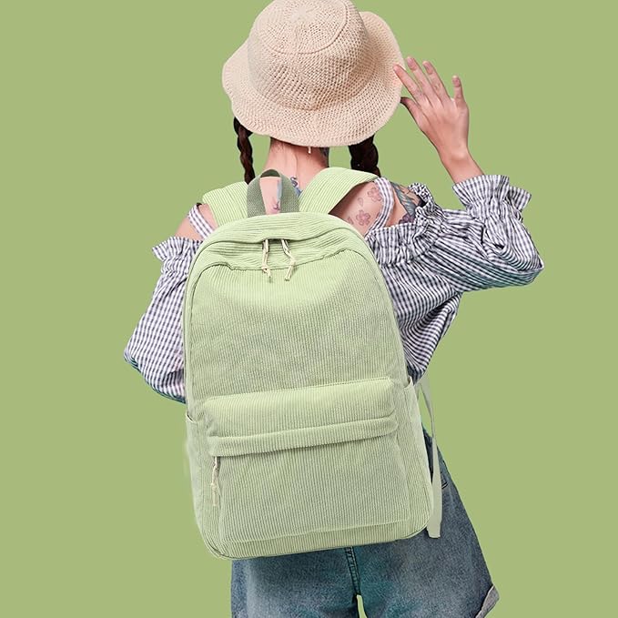 BTOOP School Backpack for Teens Large Corduroy Bookbag Lightweight 15.6 inch Laptop Bag for Girls Women Casual High School College
