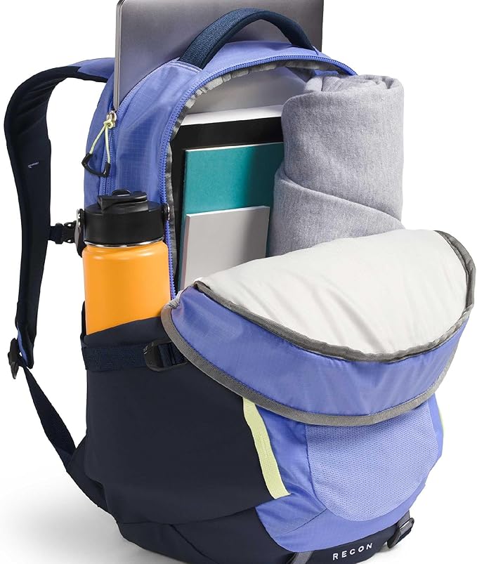 The North Face Women's Recon Everyday Laptop Backpack - Commuter Travel Bag, 18" Laptop Sleeve, Water-Repellent, Periwinkle Glow/Summit Navy/Lemon Mist, One Size