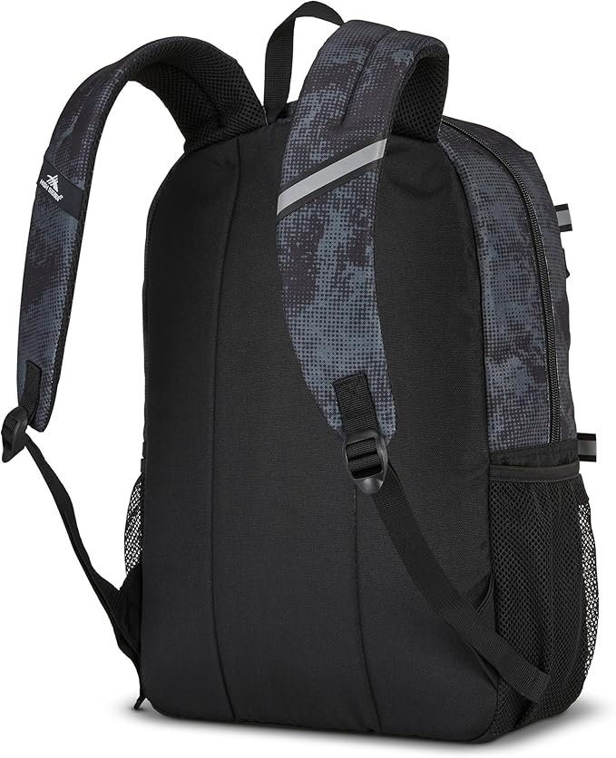 High Sierra Everclass Backpack - Travel or Work Laptop Bookbag with 360° Reflectivity, Dual Water Bottle Pockets & Fits Laptops Up To 15.6”, One Size, Charcoal Waves