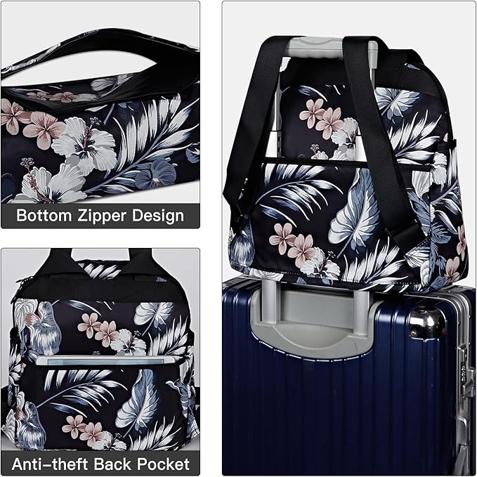 Women’s Backpack Purse Medium Size with Trolley Sleeve, Adjustable Strap/Top Handle, Water Resistant Travel Daypack, Hawaii Flower