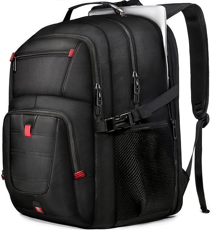 Extra Large 55L Travel Backpack, 18 inch Laptop Bag for Men, TSA Approved Heavy Duty with Charging Port, Anti Theft Rucksack for Business Work College, Black