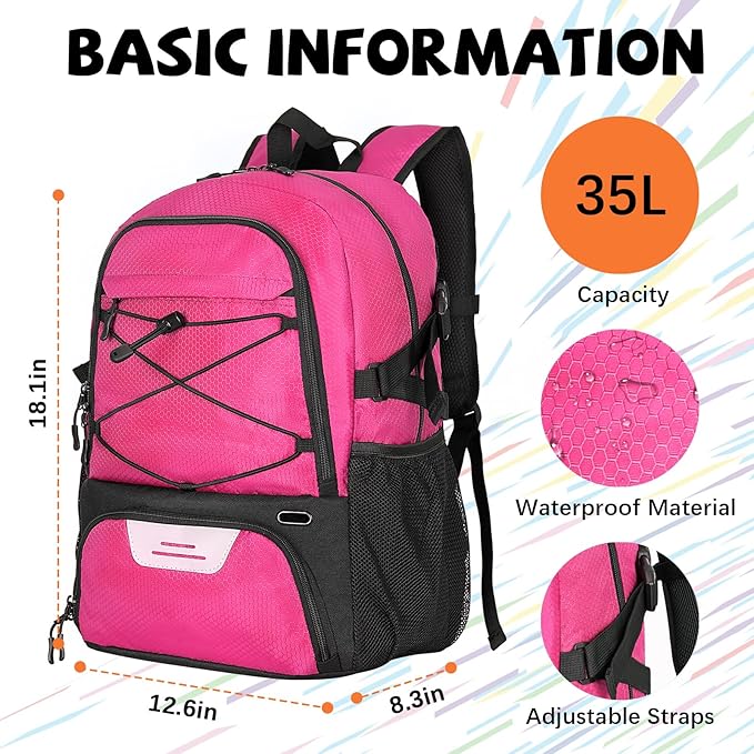 Goloni Basketball Bag,Large Sports Bag with with Separate Ball & Shoe Compartments,Gym Bag for Basketball,Soccer,Volleyball