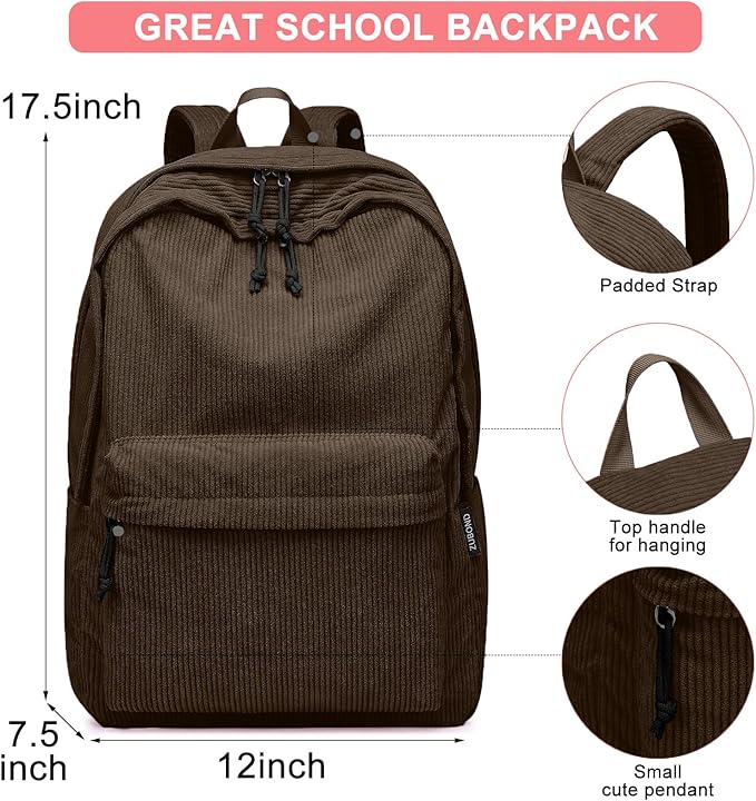 Backpack for School Girls and Boys, Lightweight School Bookbag for Teens, College Students Women & Men, Cute Large Laptop Backpack Fits 15.6 Inch Notebook (Machine Washable)
