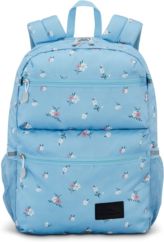 High Sierra Everclass Backpack - Travel or Work Laptop Bookbag with 360° Reflectivity, Dual Water Bottle Pockets & Fits Laptops Up To 15.6”, One Size, Floral Blue