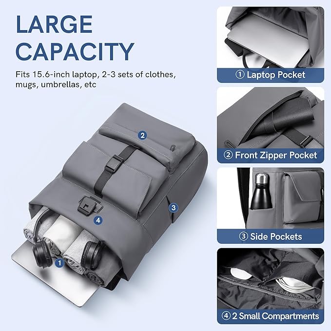 Kingsons Travel Latop Backpack for Women Men Carry On Backpack Waterproof Lightweight Large Capacity Backpacks Daypack