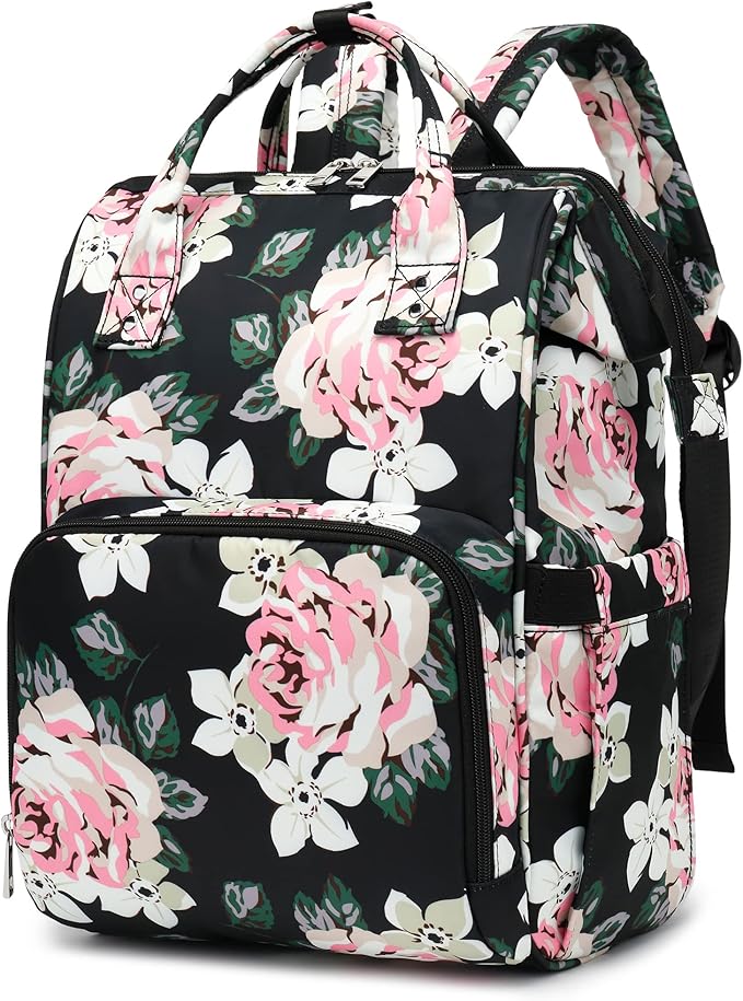 Floral Laptop Backpack for Women Men, 15.6 inch College School Backpacks Bookbag for Work/School/Travel/Business (Flower)