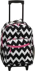 Rockland Double Handle Rolling Backpack, Pink Chevron, 17"