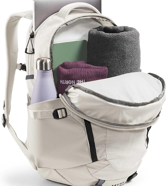 The North Face Women's Recon Everyday Laptop Backpack - Commuter Travel Bag, 18" Laptop Sleeve, Water-Repellent, White Dune/TNF Black, One Size