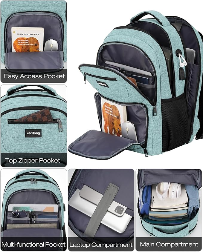 Laptop Backpack for Men Business Work College,School Bookbag for Teens Boys Student,Computer Bag Sturdy Back Pack with USB Charger