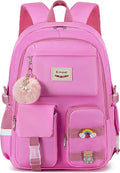 Backpack for girls Laptop Backpacks 15.6 Inch College Cute Bookbag Anti Theft Primary Elementary School Bag Casual Daypack for Teens Girls Women Students （Rose