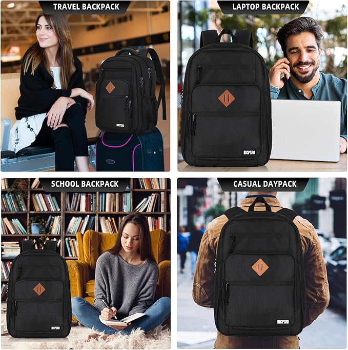 Black Backpack for Men, School Backpack for Boys Teens, 15.6 Inch Laptop backpack with Reinforced Straps for College High Middle School Work Business Book Bag, boys backpack, Bookbag