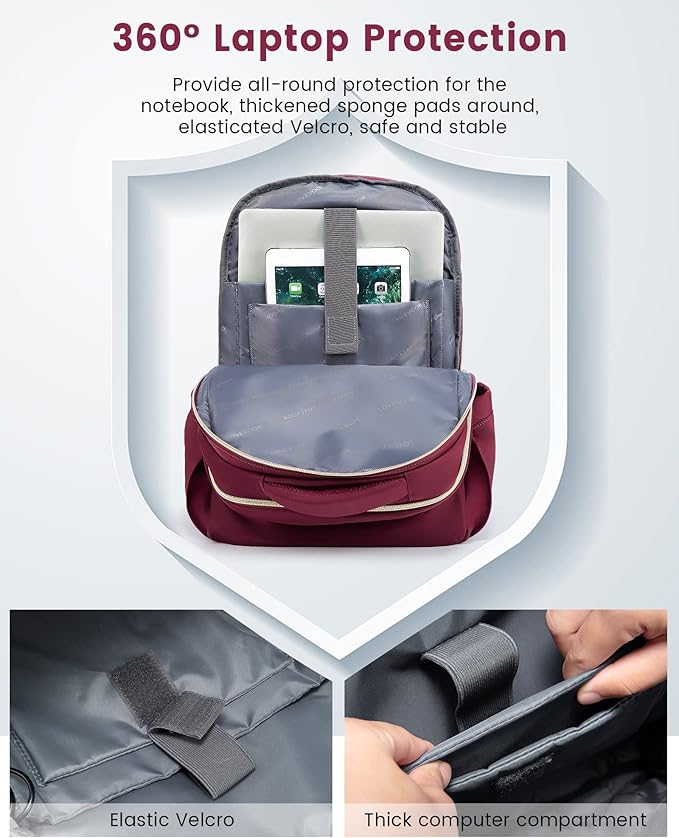 LOVEVOOK Laptop Backpack for Women, Slim Business Laptops Bag with Separate Computer Compartment Stylish Daypack for College Work Travel, Fits 15.6" Laptop