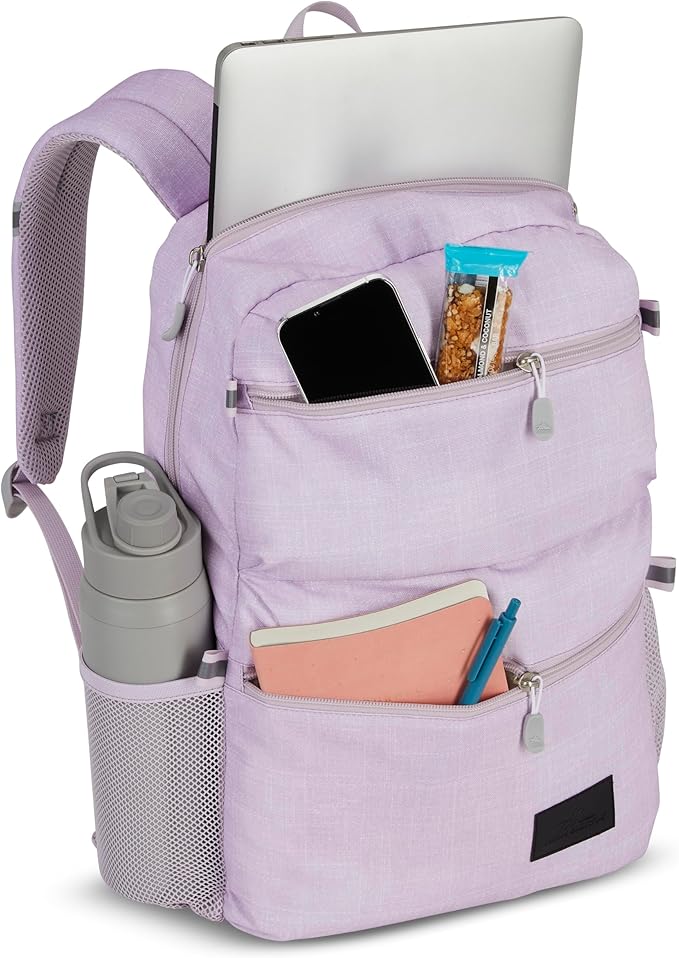 High Sierra Everclass Backpack - Travel or Work Laptop Bookbag with 360° Reflectivity, Dual Water Bottle Pockets & Fits Laptops Up To 15.6”, One Size, Hushed Orchid Heather