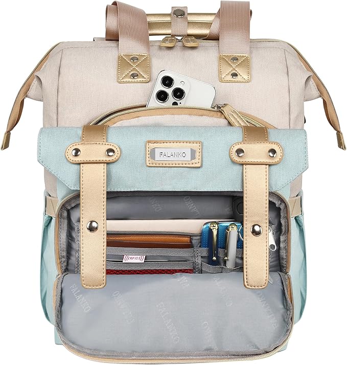 Laptop Backpack for Women,17 inch Computer Backpack for Work School Nurse Teacher Business College with Laptop Compartment,USB Charging Port, Water-resistant Large Wide Open Travel Backpack Bookbag