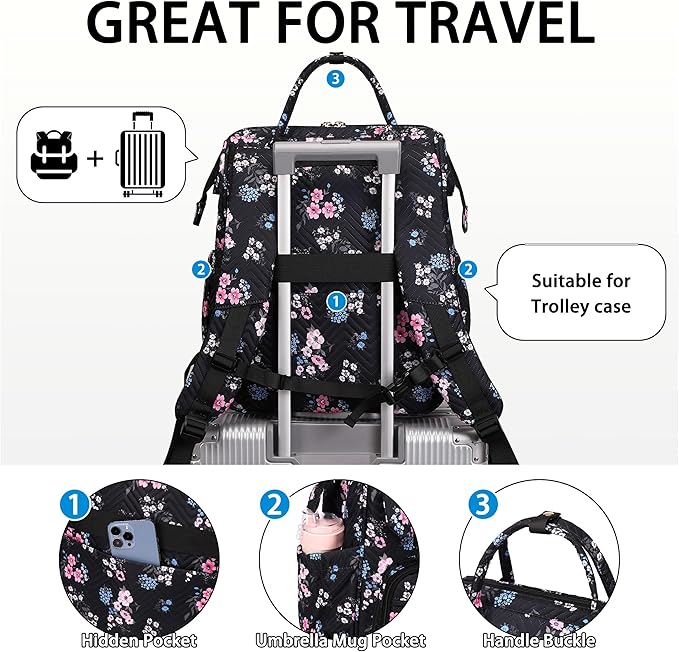 Hidds Laptop Backpack Purse for Women, Work Business College School Commuter Computer Bag Large Girls Nurse Teacher Bookbags Anti Theft Ladies Travel Daypack with Charging Port for 15.6 Inch Laptops