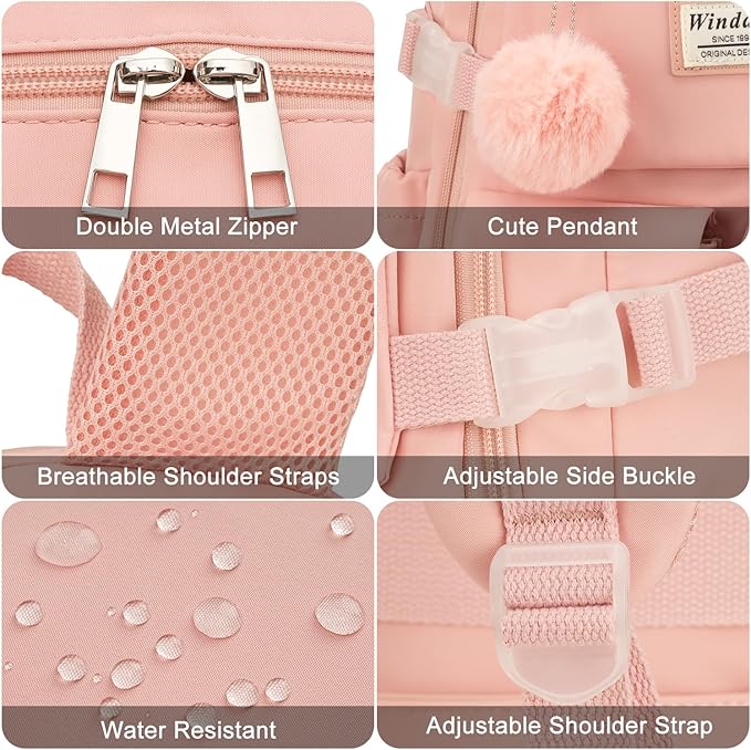 Backpack for Teen Girls, 15.6 Inch Laptop Backpack Cute Kids Bookbag for Middle School College Students, Large School Bag for Women (Pink)