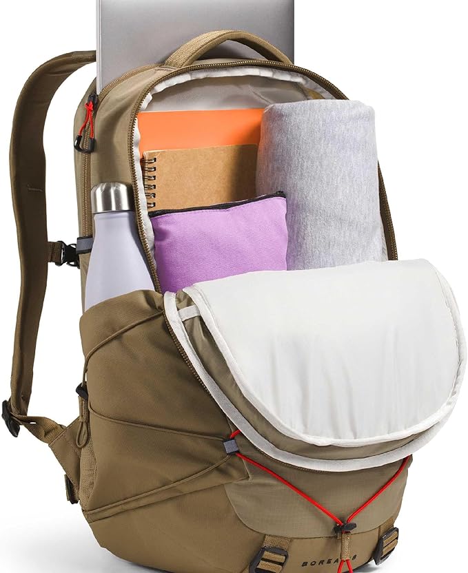 The North Face Borealis Commuter Laptop Backpack - Water Repellent, Laptop Sleeve, Large Main Compartment, Cedar/Lava Red, One Size