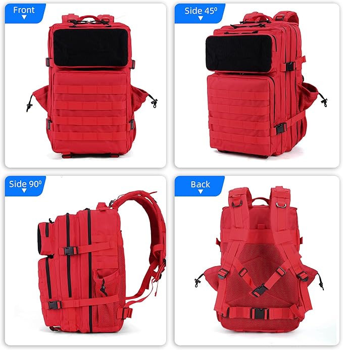 gracedon Tactical Backpack for Men 3 Day Rucksacks for Trekking Camping (red)