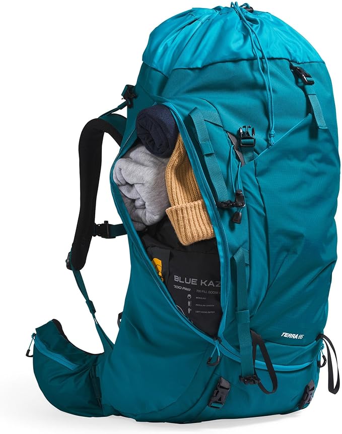 The North Face Women's Terra 55 Backpack - Hiking Pack, Women-Specific Fit, Cinch-Top Opening, Pole & Ice Axe Attachments, Blue Moss/Sapphire Slate-NPF, X-Small/Small