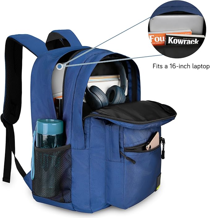 Goloni Lightweight Laptop Backpack 1.1Lbs, 36L Wear-Resistant Water Resistant Backpack with Laptop Compartment for Men Women, College Work Travel Bookbag,Blue