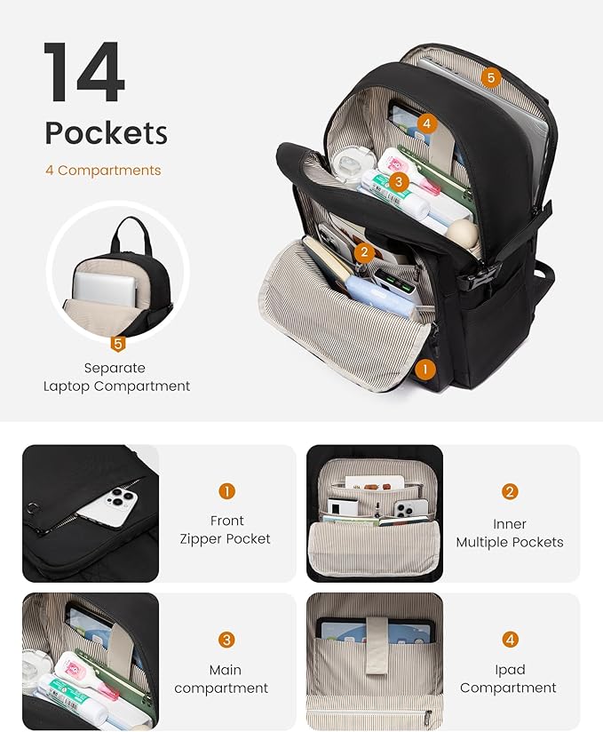 LOVEVOOK Laptop Backpack for Women, 15.6 Inch Computer Backpack Purse, Casual Daypack Carry-On Personal Item Travel Bag, College Bookbook for Teen Girls Students Back to School