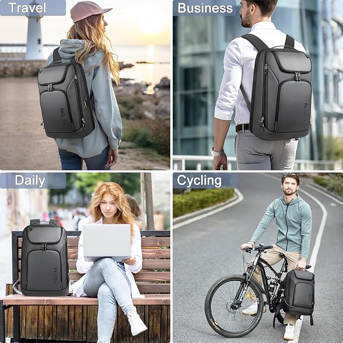 hk Business Smart Backpack for Men Anti-Theft for 17.3 Inch Laptop with USB Charging Port Water-Resistant Large Durable Compact 30L for Travel College Work-Deep Grey