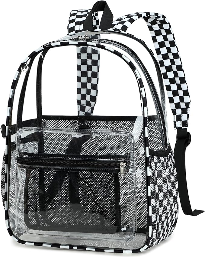 BTOOP Clear Backpack Heavy Duty Transparent Backpack 17" See Through Bookbag for College Work Festival Security with Padded Strap Large Capacity Purple