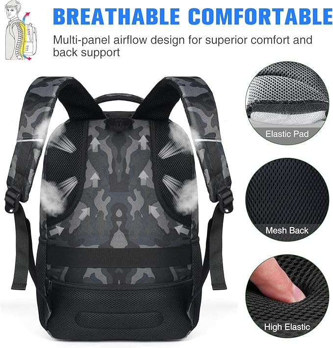 Paude Backpack for Men,College Backpack School Bookbag for Teens,Laptop Bookbag with USB Port and Headphone Hole