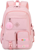 Girls Laptop Backpack Corduroy Bookbag For Teen Big Studen School Bag Durable Travel Daypack (3pink)