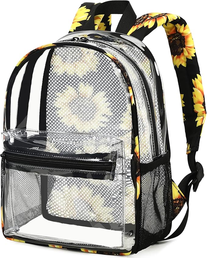 BTOOP Clear Mini Backpack for Stadium Events 12x12x6 Small Transparent Backpacks Plastic See Through Clear Bag for Concerts Work Festival Security Travel
