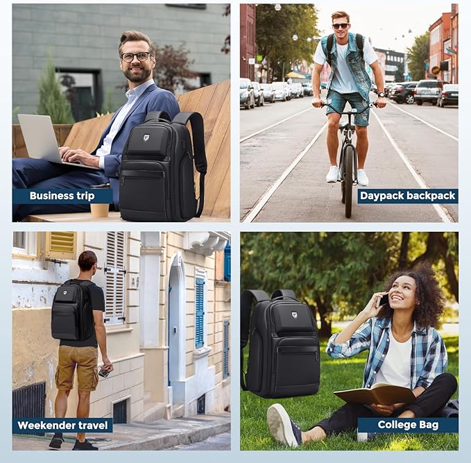 Travel Laptop Backpack for Men, Expandable Water Resistant 15.6 Inch Computer Backpack with USB Port, Mens Hardshell Laptop Bag for Business/Work/College, Black