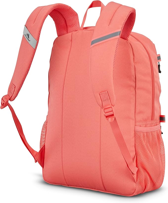 High Sierra Everclass Backpack - Travel or Work Laptop Bookbag with 360° Reflectivity, Dual Water Bottle Pockets & Fits Laptops Up To 15.6”, One Size, Sunset Coral